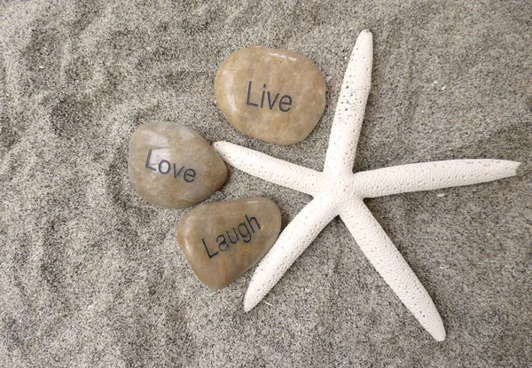 海星与石头用字活爱笑 — 图库照片