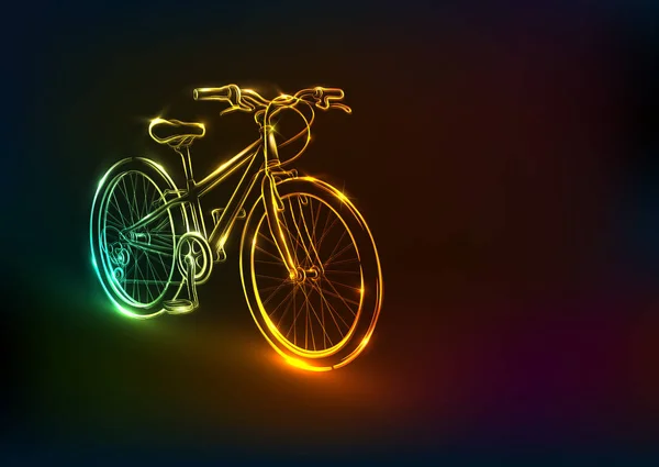 明亮的运动自行车 霓虹灯画 — 图库矢量图片