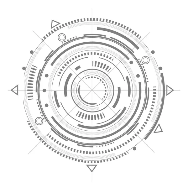 Technical Drawing Fantastic Circle Drawing Details — Stock Vector
