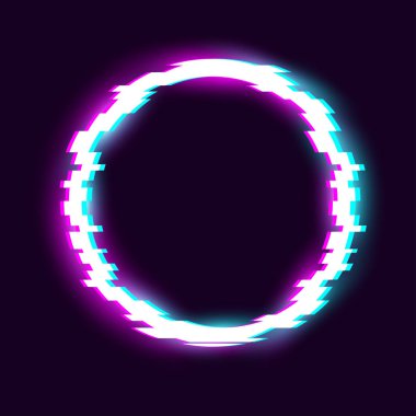 Neon daire. Aksaklık tarzı .luminous dönen.