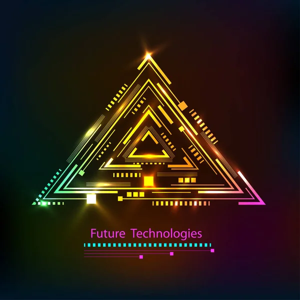 Tecnologías Futuras Neon Chip Hud Futurista Vector — Archivo Imágenes Vectoriales