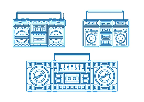 Conjunto Grabadoras Cinta Retro Tecnología Musical Conjunto Audio Retro — Archivo Imágenes Vectoriales