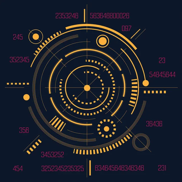 Desenho Técnico Círculo Fantástico Detalhes Desenho —  Vetores de Stock