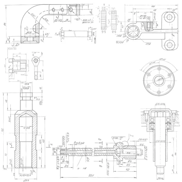 Technical Drawing Background Mechanical Engineering Drawing Vector — Stock Vector