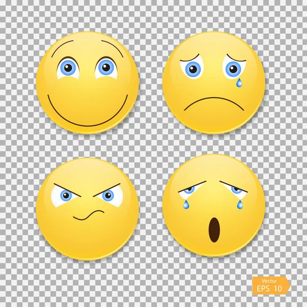 Smiley Set Funny Emotions Vector Illustration — Stock Vector