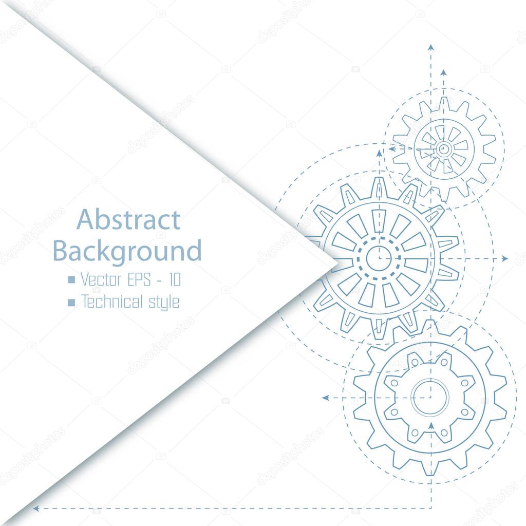 Technical drawing background .Gears of the sketch,vector