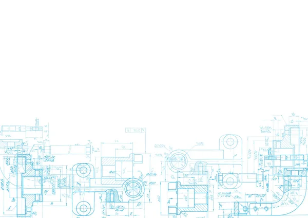 Dibujo Ingeniería Mecánica Fondo Dibujo Técnico — Archivo Imágenes Vectoriales