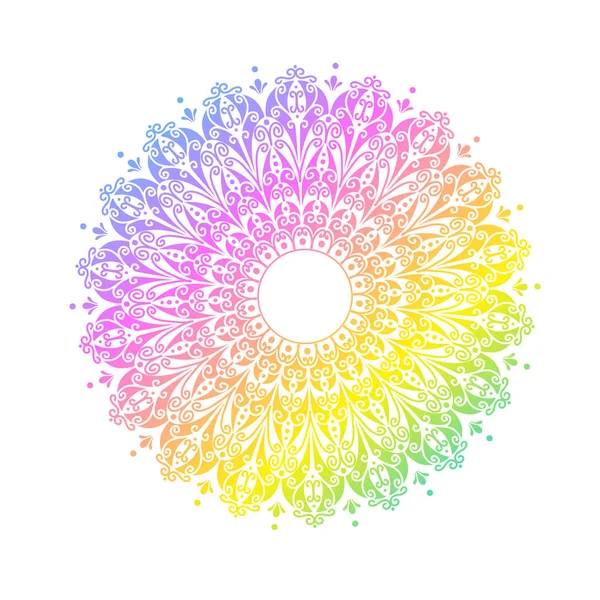 Çok renkli mandala, vektör. Çiçek deseni, süs. Yuvarlak degrade mandala
