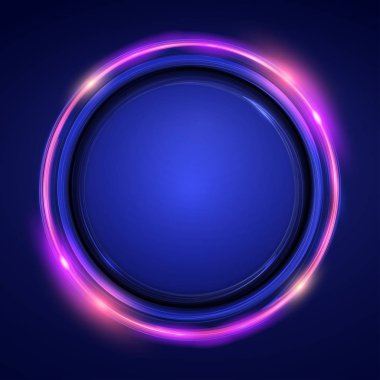 Vektör neon çerçeve. Neon fantastik daire.