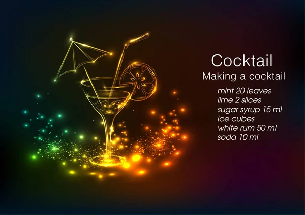 Boissons Cocktails Recette Cocktails Néon — Image vectorielle