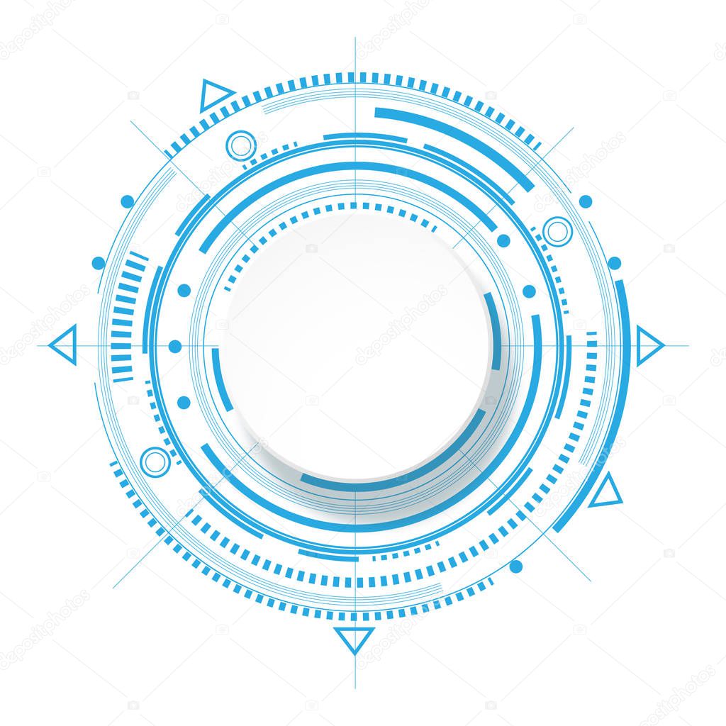 Technical drawing.Fantastic circle .Future Technologies.