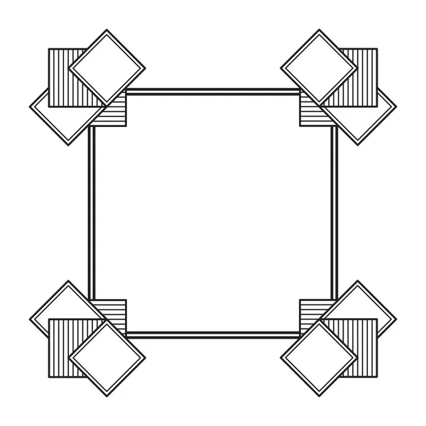 Dekorativer Linienrahmen Aus Rauten Und Quadraten Bannervektor — Stockvektor