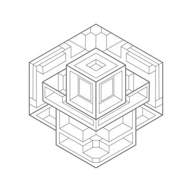 Soyut izometrik küp. Teknik 3d arka plan