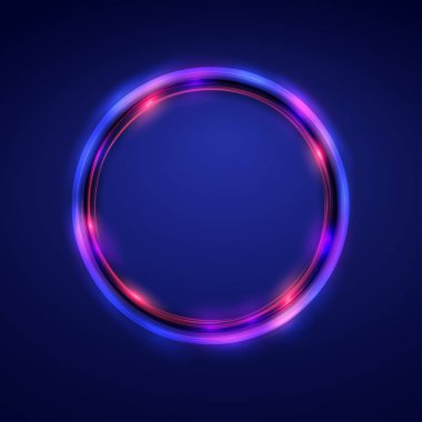 Vektör neon çerçeve. Neon fantastik daire
