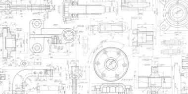 Teknik çizim arka plan. Makine Mühendisliği çizim