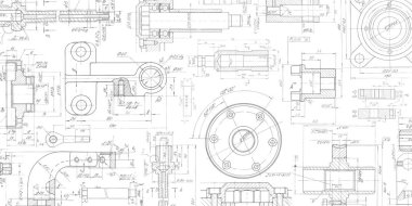 Technical drawing background .Mechanical Engineering drawing clipart