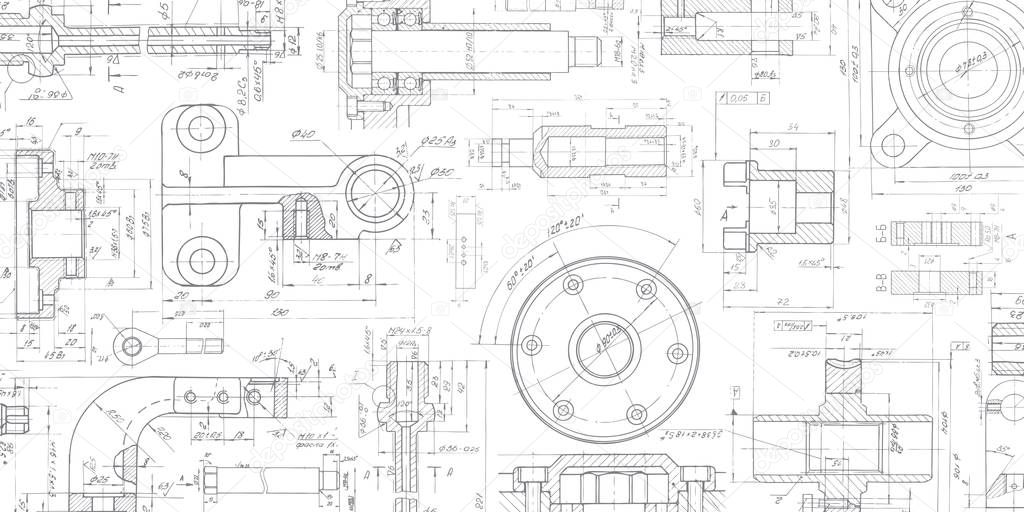 Technical drawing background .Mechanical Engineering drawing