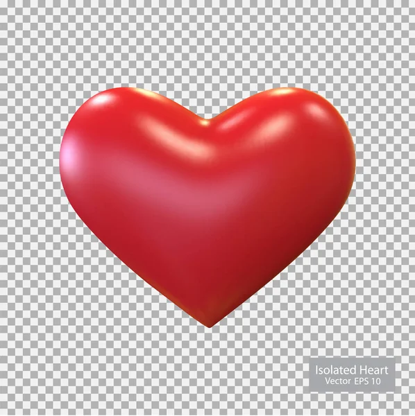 Rotes Herz Isoliert Vector Valentine Day Realistisch Heart — Stockvektor