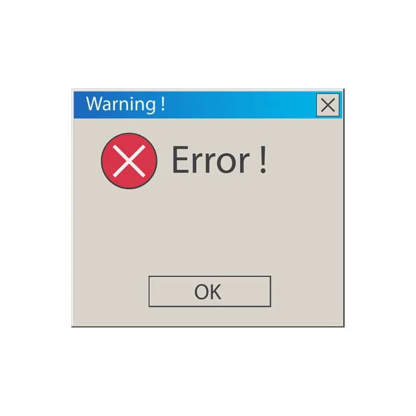 Pencere bir hata oluştu. Operasyonel mesaj. Klasik bilgisayar pencere.