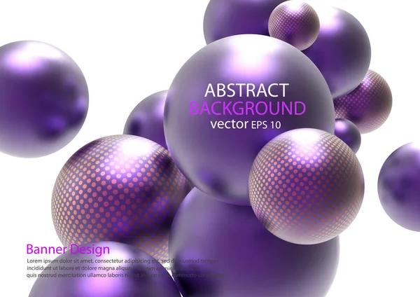  Arka plan topları ile. Küre ile gerçekçi 3d arka plan. Vektör şablonu.