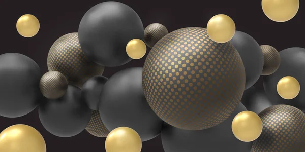 Bannière Publicitaire Avec Des Ballons Modèle Vectoriel Sphères Noires — Image vectorielle