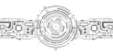 Fantastik daire. Çizim ayrıntıları. Devre-yönetim kurulu-arka plan-teknoloji