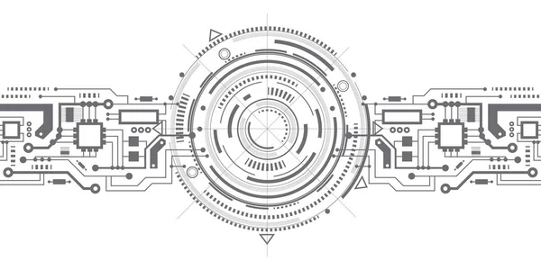 Fantástico Círculo Detalles Dibujo Circuito Placa Fondo Tecnología — Archivo Imágenes Vectoriales