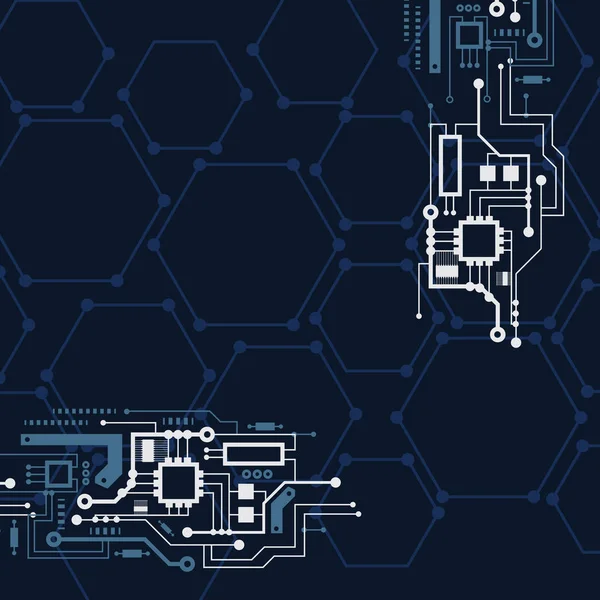 Technologies of the Future, Baner.Desenhos técnicos. Fundo Chip  . —  Vetores de Stock