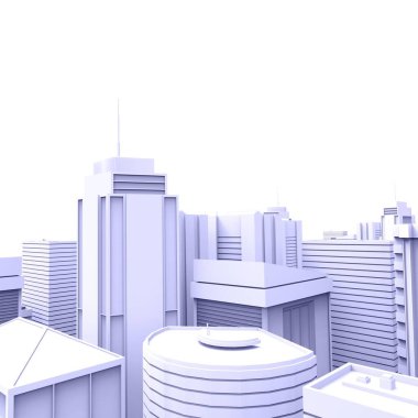 Şehir gökdelenler üstten görünüm. Büyük şehirlerde cityscapes ve Binalar .3d işleme - illüstrasyon