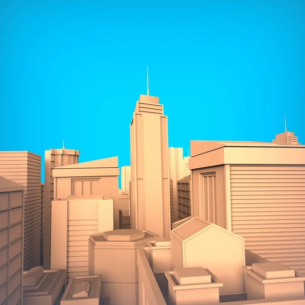 Paysages urbains et bâtiments des grandes villes rendu .3D - Illustration  . — Photo