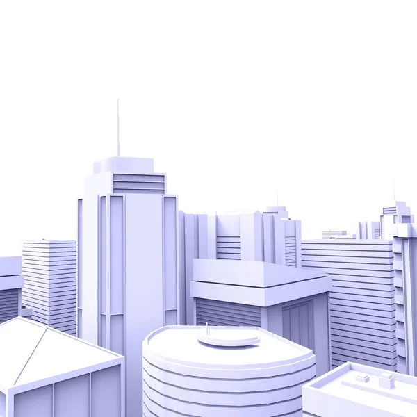 都市高層ビルの平面図です。大都市都市景観や建物の 3次元レンダリング - 図 — ストック写真