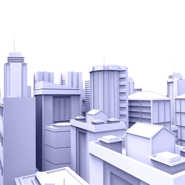 City skyscrapers  .Big cities cityscapes and buildings .3D rendering - Illustration . — Stock Photo, Image