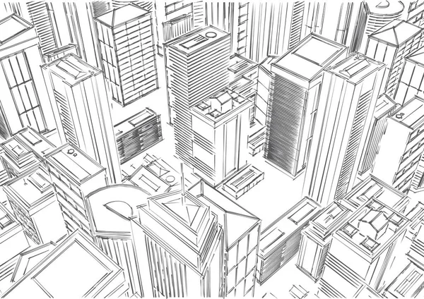 Şehir gökdelenler üstten görünüm. Büyük şehirlerde cityscapes ve Binalar .