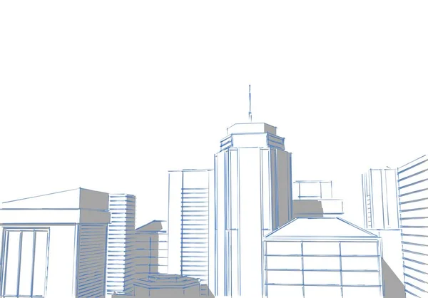 Stadens skyskrapor. Stora städer stadsbilder och byggnader .3d rendering - Illustration . — Stockfoto