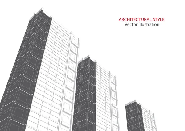 Proyecto técnico de la ciudad .Dibujo de rascacielos, edificios.Ciudades grandes paisajes urbanos y edificios  . — Archivo Imágenes Vectoriales