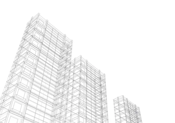 Projet technique de la ville .Dessin de gratte-ciel, bâtiments.gratte-ciel de la ville . — Image vectorielle