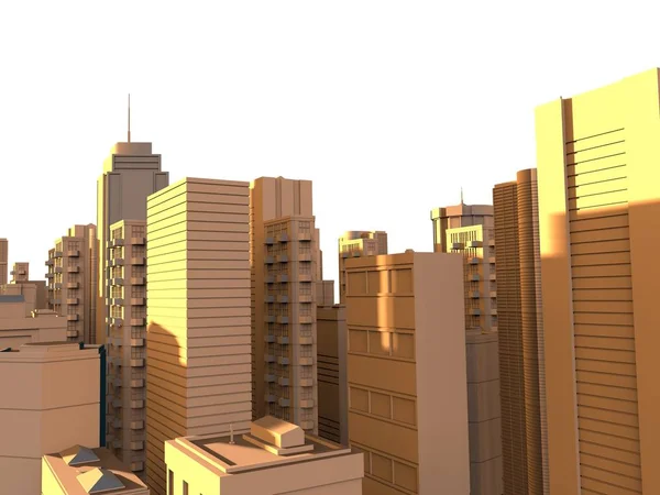 Projeto arquitetônico de casas .Cidades grandes paisagismo e edifícios .3D renderização - Ilustração  . — Fotografia de Stock