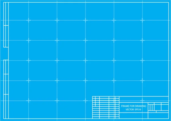 Синій Фон Сіткою Рамка Технічного Креслення Папір Векторною Лінійною Сіткою — стоковий вектор