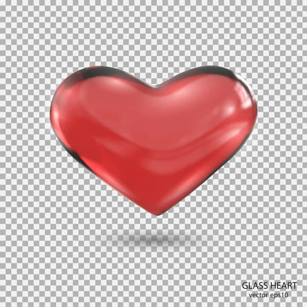 Glass Heart Realistic Heart Love Red Heart — Stock Vector
