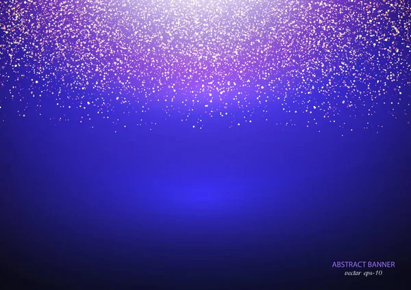 Blauwe achtergrond met gouden vonken. Glitter straal van sparkles. Achtergrond van deeltjes vector. — Stockvector