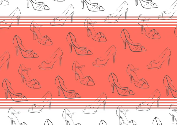Shoe background - vector .Drawn women shoes illustration. — Stock Vector
