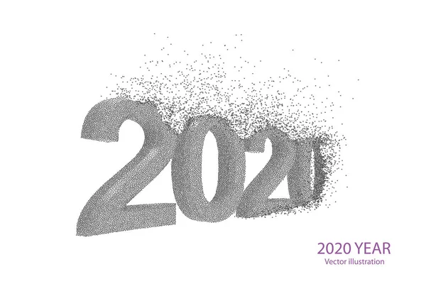 Número Explosivo 2020 Feliz Año Nuevo 2020 Vector Ilustración Aislado — Archivo Imágenes Vectoriales