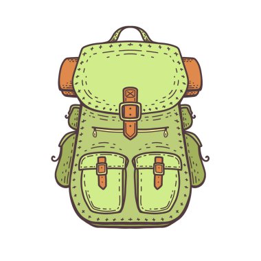 Kamp sırt çantası. Seyahat ve eğlence sırt çantası . Yaz gezisi - illüstrasyon.