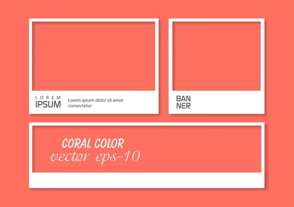  Mercan çerçeve vektörü . Modaya uygun renkte fotoğraf çerçevesi. Polaroid stil taklidi.
