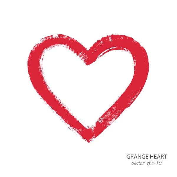 Rood Hart Een Witte Achtergrond Vector Grunge Hart Valentine Dag — Stockvector