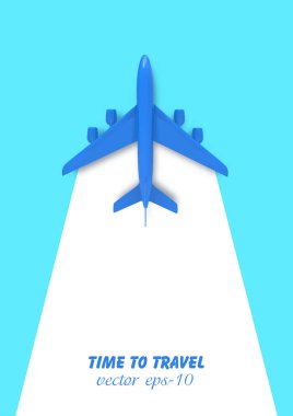 Model düzlem . Seyahat ve yaz tatilleri için Banner . Uçan uçak üst görünümü.