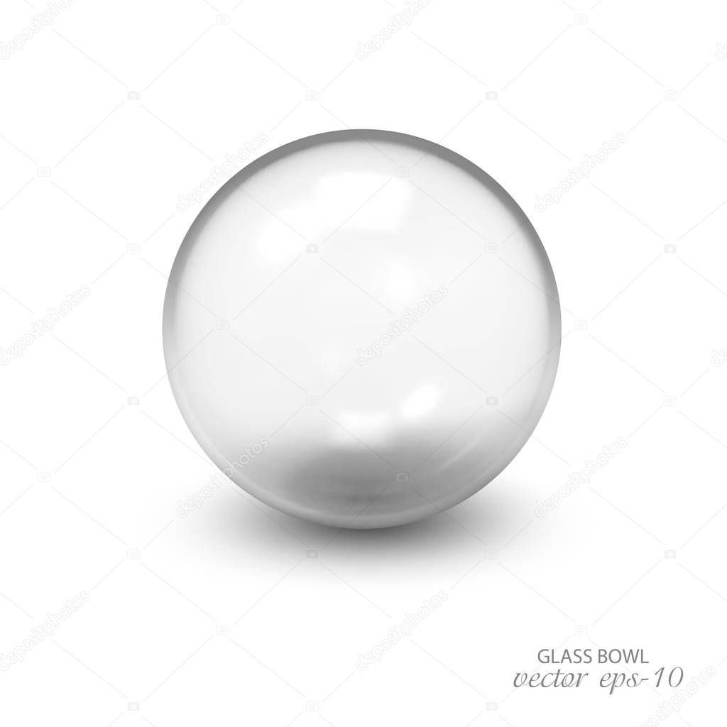 Glass ball on a white background .Transparent glas Vector illustration .Round crystal.