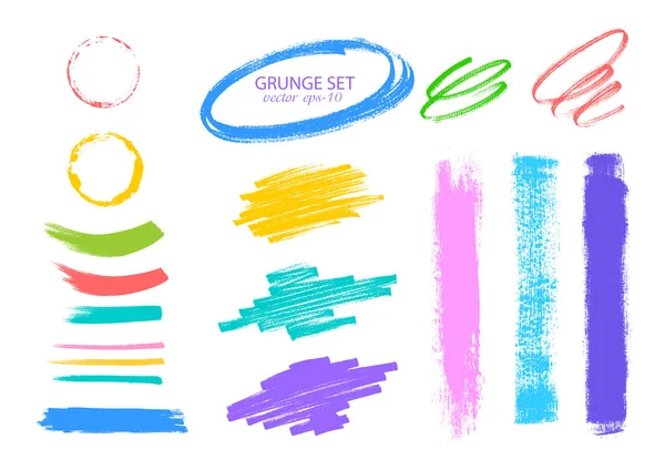Highlighter Felt Pen Strokes Multicolored Brush Strokes Vector Textured Étiquettes — Image vectorielle