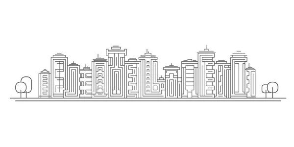 Современная Панорама Города Высокие Городские Небоскребы Векторная Иллюстрация — стоковый вектор