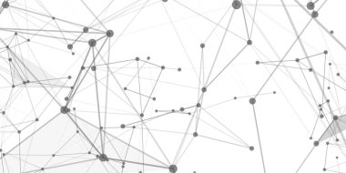 Çokgenler ve doğrular için teknolojik altyapı. Molekül yapısı ve iletişim. Vektör illüstrasyonu .